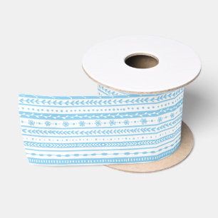 Floral doodle stripes in baby blue and white satin ribbon
