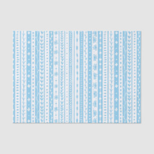 Floral doodle stripes in baby blue and white tissue paper