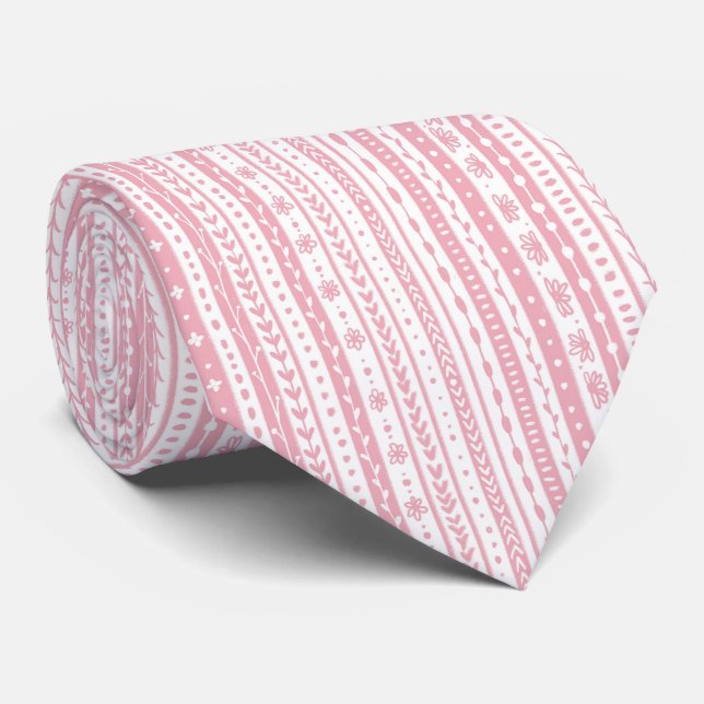 Floral doodle stripes tie (Rolled)
