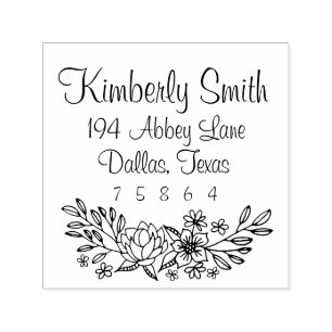 Floral Doodles Address Stamp