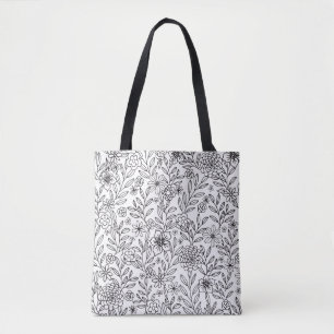 Floral Doodles Colouring Tote Bag