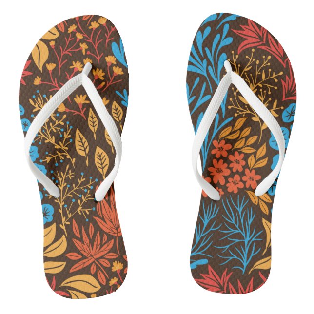 Floral doodles dark jandals (Footbed)