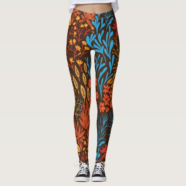 Floral doodles dark leggings (Front)