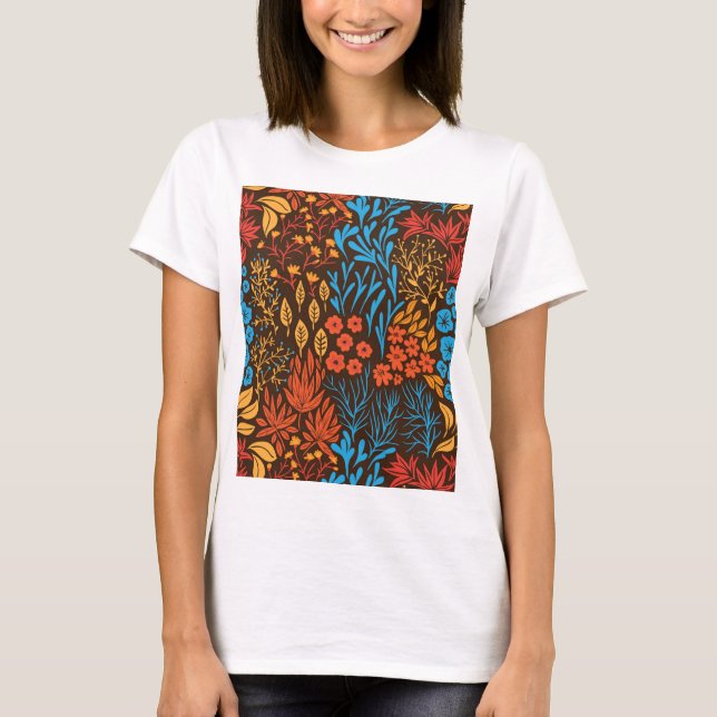 Floral doodles dark T-Shirt (Front)