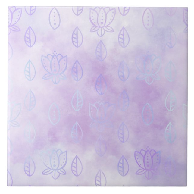 Floral doodles on Purple mist Tile (Front)