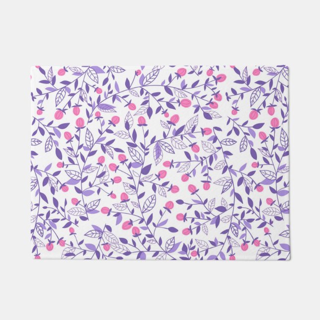 Floral doodles pink and violet doormat (Front)