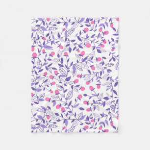 Floral doodles pink and violet fleece blanket