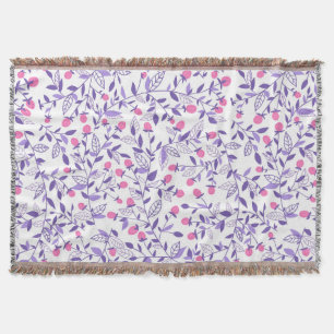 Floral doodles pink and violet throw blanket