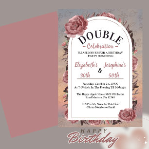 Floral Double Birthday Celebration  Invitation