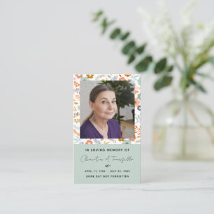 Floral Dove Funeral Memorial Prayer Photo Card