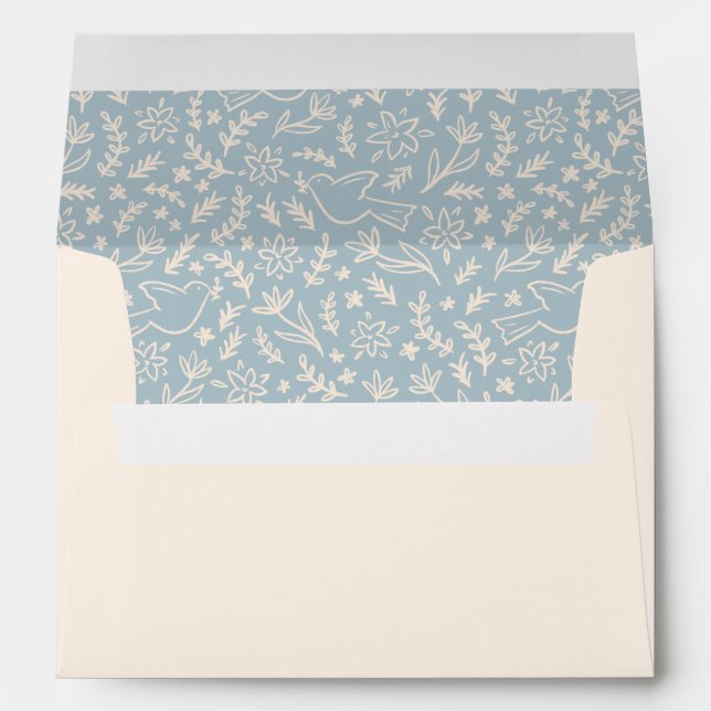 Floral Dove Pattern Blue -  Envelope (Back (Bottom))