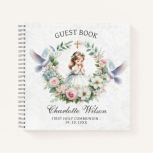 Floral Doves First Holly Communion Guest Book