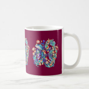 floral dragon coffee mug
