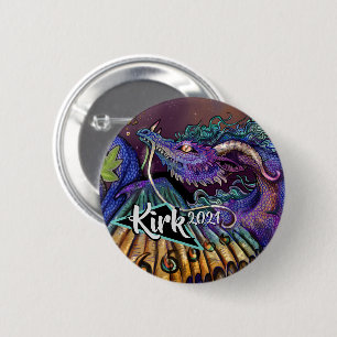 Floral Dragon custom name & year 6 Cm Round Badge