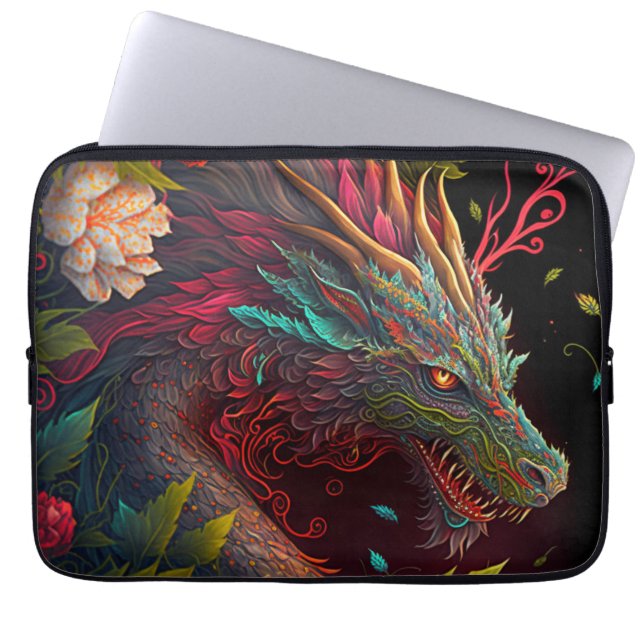 Floral Dragon Laptop Case (Front)