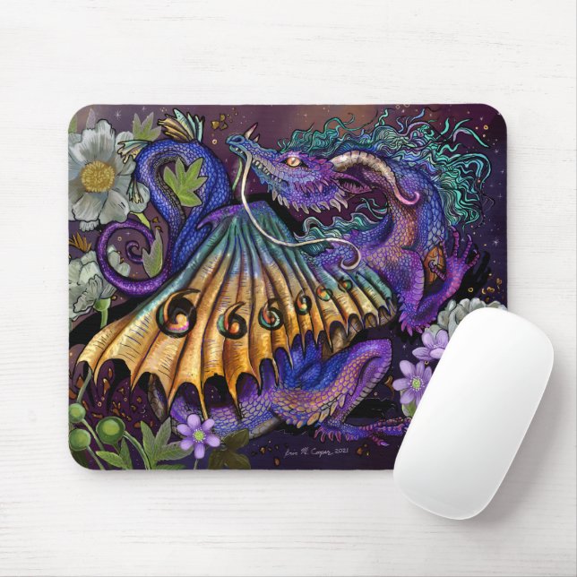 Floral Dragon  Mouse Pad (With Mouse)