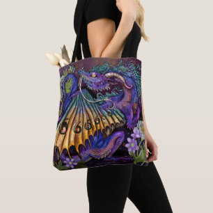 Floral Dragon Tote Bag