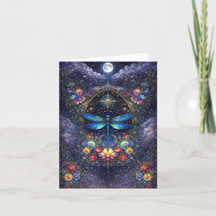 Floral Dragonfly Blank Note Card