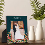 Floral Dragonfly Mushrooms Photo Customised Names  Plaque<br><div class="desc">Fun Modern Floral Wildflower Mushroom Easel Photo Message Plaque– colourful and stylish artwork perfect for couples. These fun personalised photo easel plaques make great keepsakes for family, friends, coworkers, teachers, etc.. The perfect gift for your Valentine. More modern, floral and motivational plaques in my store. Zazzle offers Volume Discounts if...</div>
