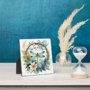Floral dragonfly One day at a time Plaque