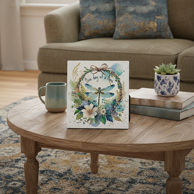 Floral dragonfly One day at a time Plaque (Creator Uploaded)