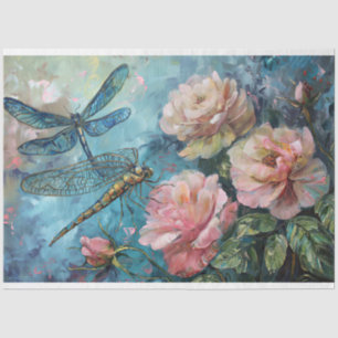 Floral Dragonfly Pastel Ethereal Whimsical Tissue Paper