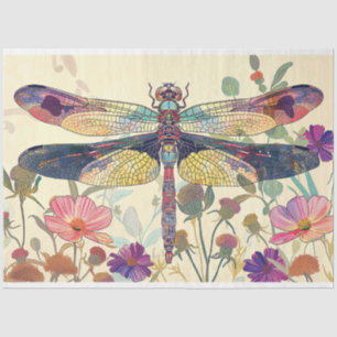 Floral Dragonfly Stained Glass Warm Whimsy Colours Tissue Paper