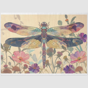 Floral Dragonfly Stained Glass Warm Whimsy Colours Tissue Paper