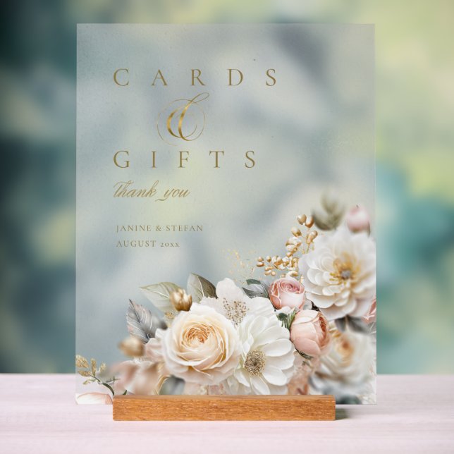 Floral Drama Wedding Cards Gifts Blue ID1022 Acrylic Sign (Neutral)