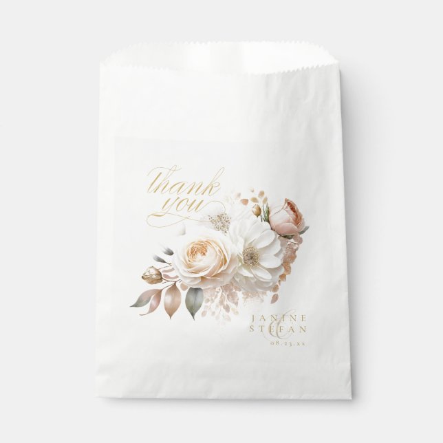 Floral Drama Wedding Thank You White ID1022 Favour Bags (Front)