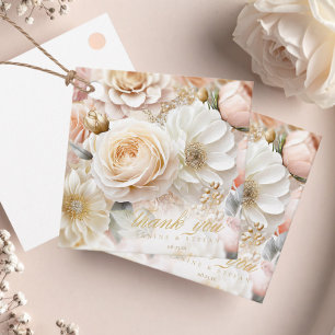 Floral Drama Wedding Thank You White ID1022 Favour Tags
