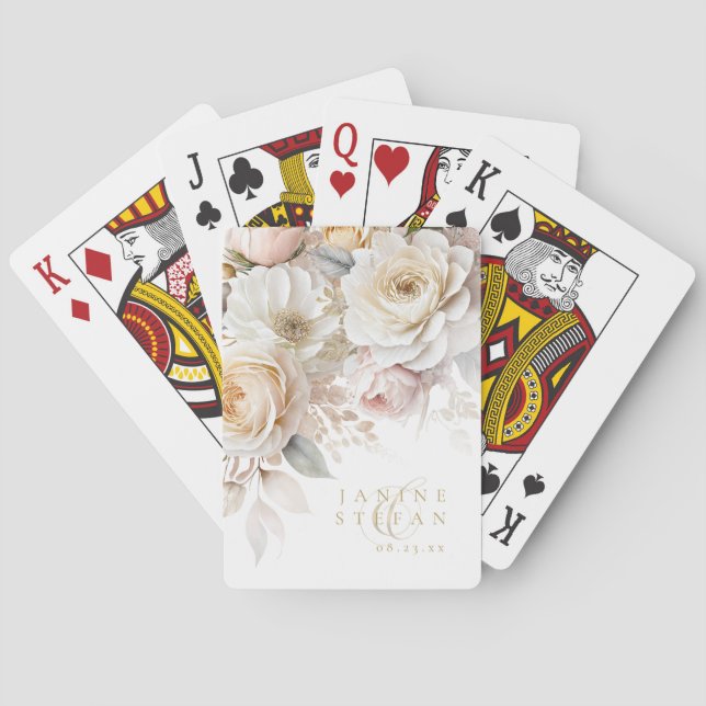 Floral Drama Wedding Thank You White ID1022 Playing Cards (Back)