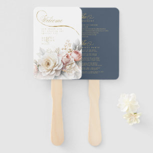 Floral Drama Wedding Welcome Blue ID1022 Hand Fan