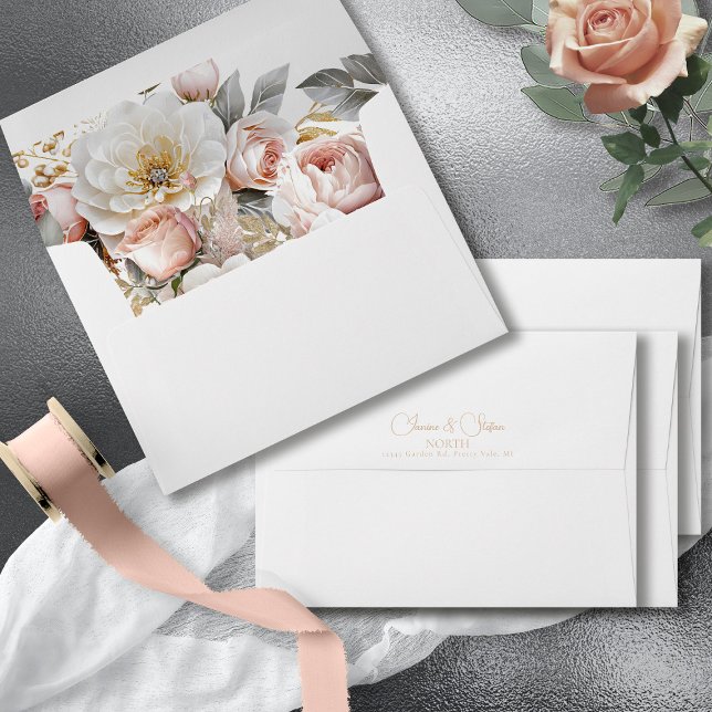 Floral Drama Wedding White ID1022 Envelope (Creator Uploaded)