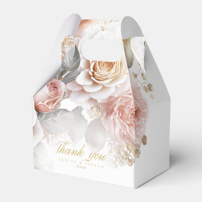 Floral Drama Wedding White ID1022 Favour Box (Front Side)