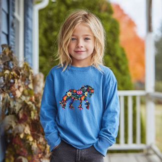 Floral Draught Horse Longsleeve Tshirt for Girls