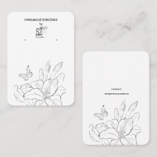 Floral Drawing Earring Display Business Card