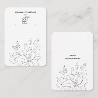 Floral Drawing Earring Display  Business Card