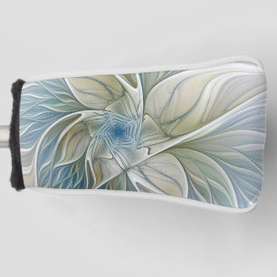 Floral Dream Abstract Blue Khaki Fractal Art Golf Head Cover