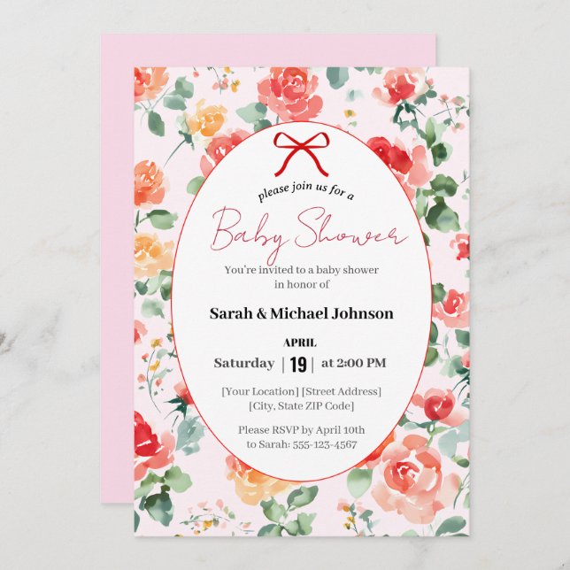 Floral Dream Baby Shower  Invitation (Front/Back)
