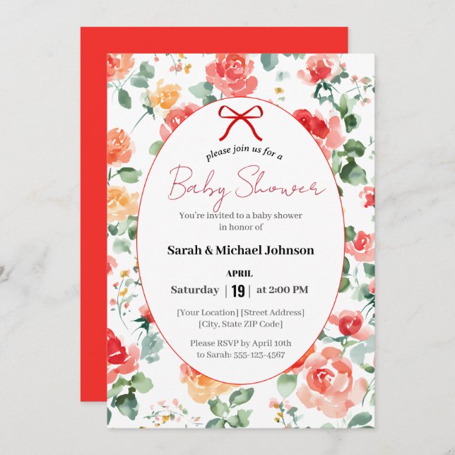 Floral Dream Baby Shower  Invitation (Front/Back)