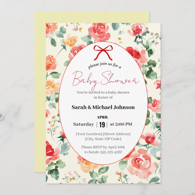 Floral Dream Baby Shower  Invitation (Front/Back)