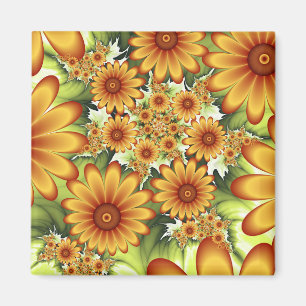 Floral Dream, Modern Abstract Flower Fractal Art Magnet