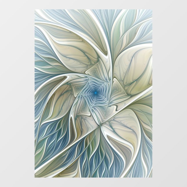 Floral Dream Pattern Abstract Blue Khaki Fractal (Sheet)