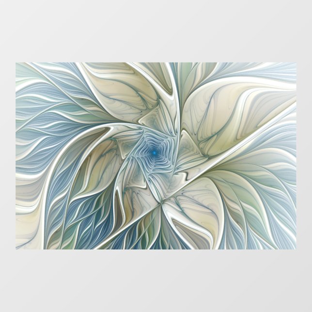 Floral Dream Pattern Abstract Blue Khaki Fractal (Sheet)