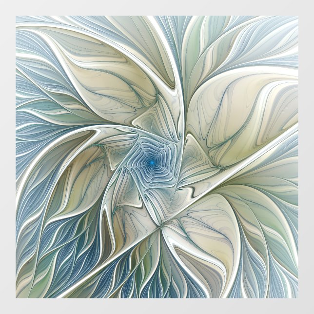 Floral Dream Pattern Abstract Blue Khaki Fractal (Sheet)