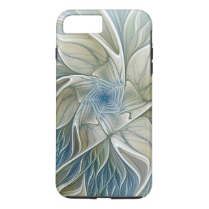Floral Dream Pattern Abstract Blue Khaki Fractal Case-Mate iPhone Case