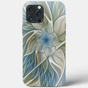 Floral Dream Pattern Abstract Blue Khaki Fractal iPhone 13 Pro Max Case