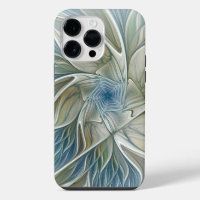 Floral Dream Pattern Abstract Blue Khaki Fractal