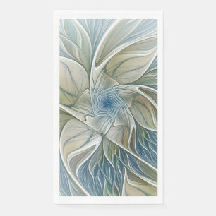 Floral Dream Pattern Abstract Blue Khaki Fractal Napkin